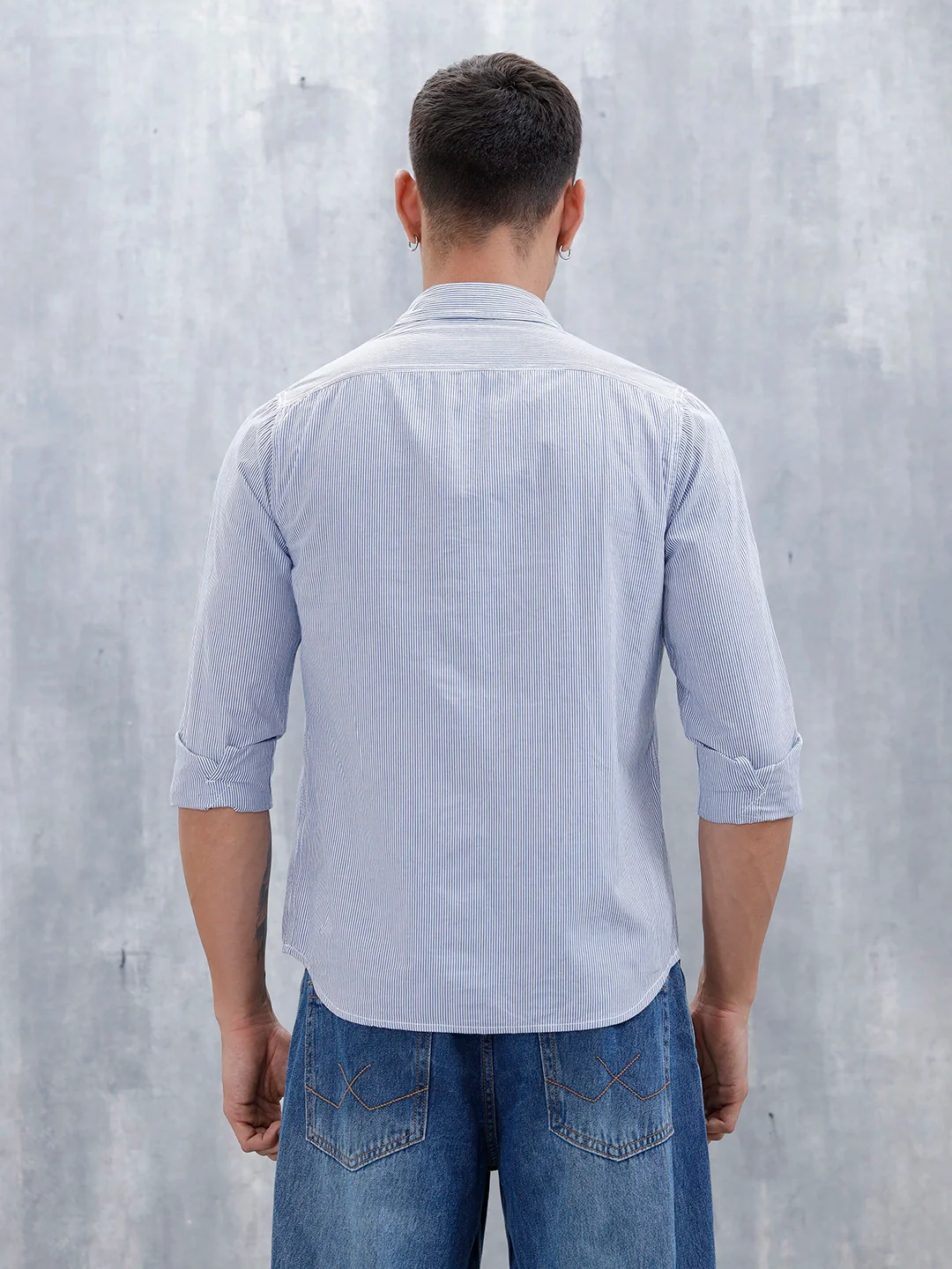 Men's Casual Striped Pattern Shirt | Blue - Image 3