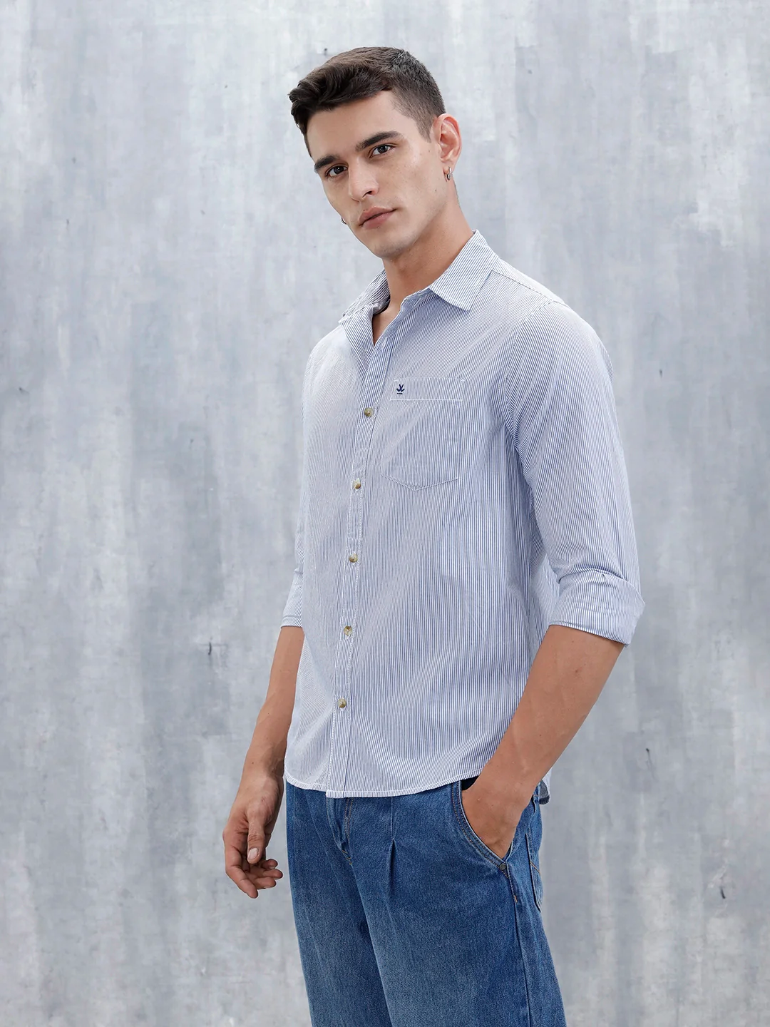 Men's Casual Striped Pattern Shirt | Blue - Image 4