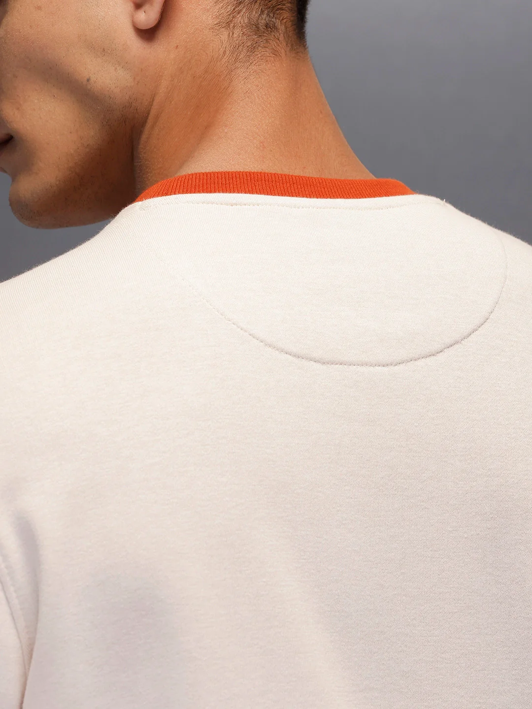 Men's casual sweatshirt with contrast collar detail | Beige - Image 5