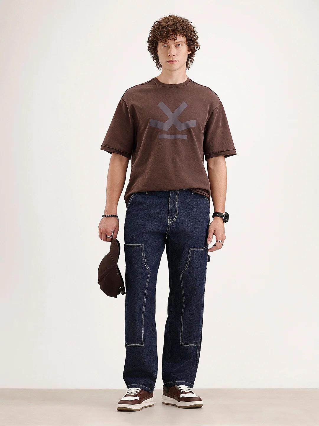 Loose Fit Cut & Sew Denim Jeans | Dark Blue - Image 2