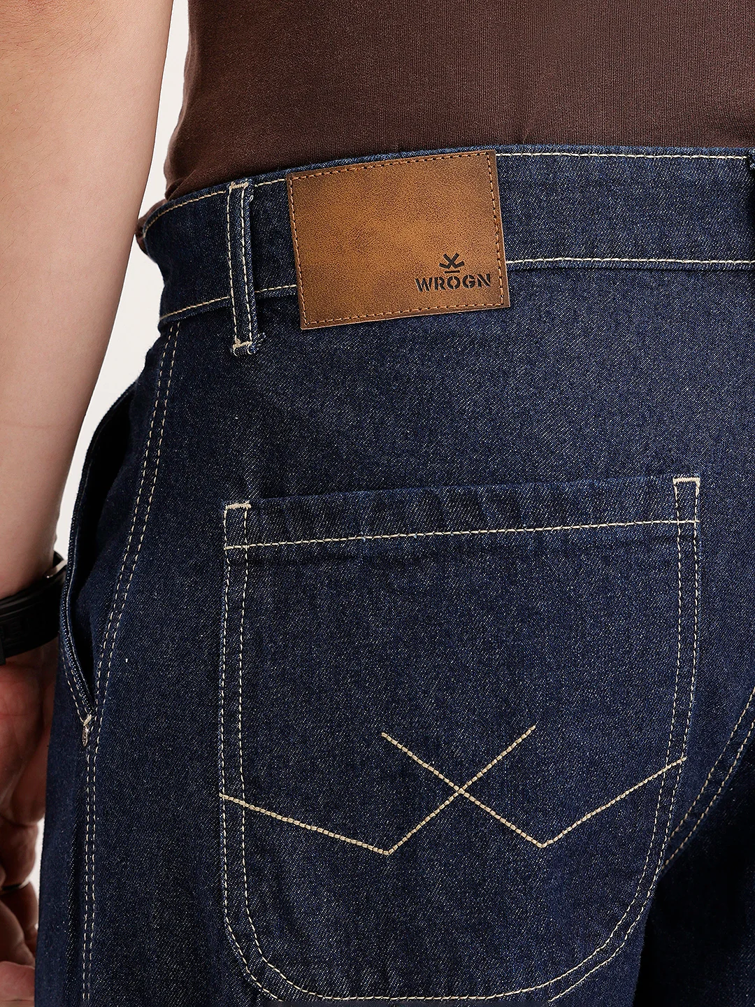 Loose Fit Cut & Sew Denim Jeans | Dark Blue - Image 6