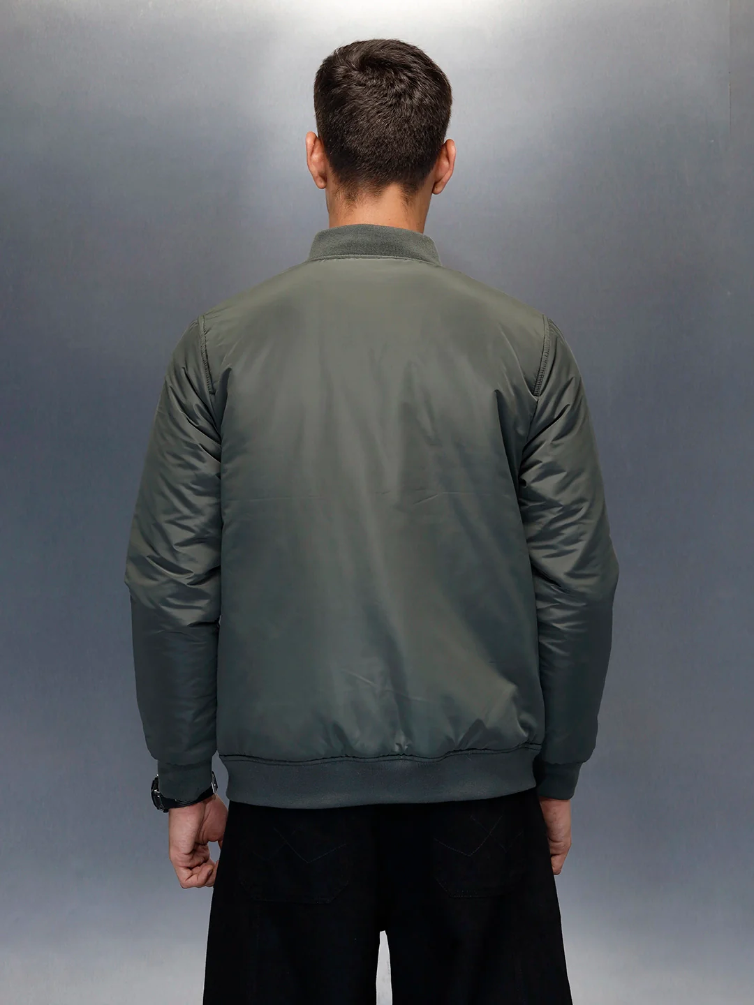 Men's causal regular fit bomber jacket | Olive - Image 3