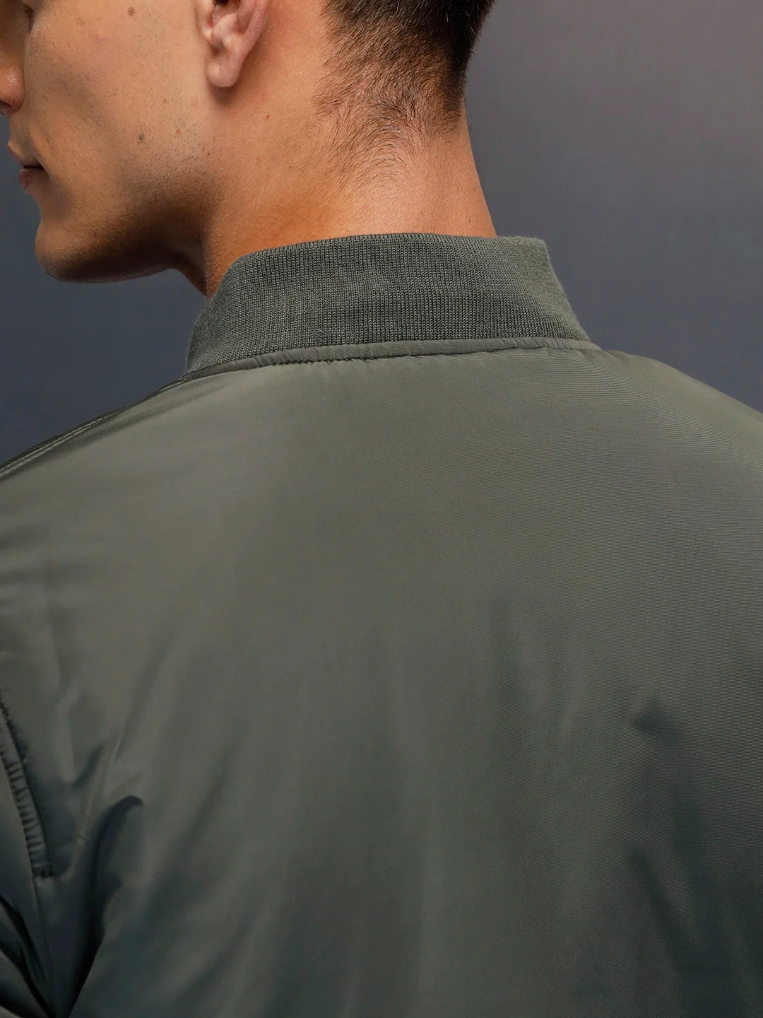 Men's causal regular fit bomber jacket | Olive - Image 5