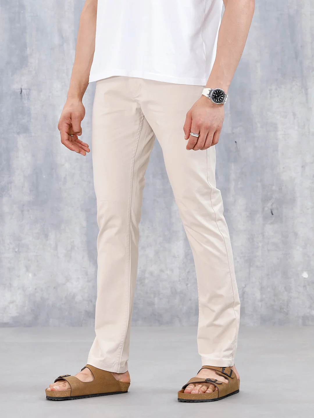 Men's Causla Slim Fit Trousers | Beige - Image 4