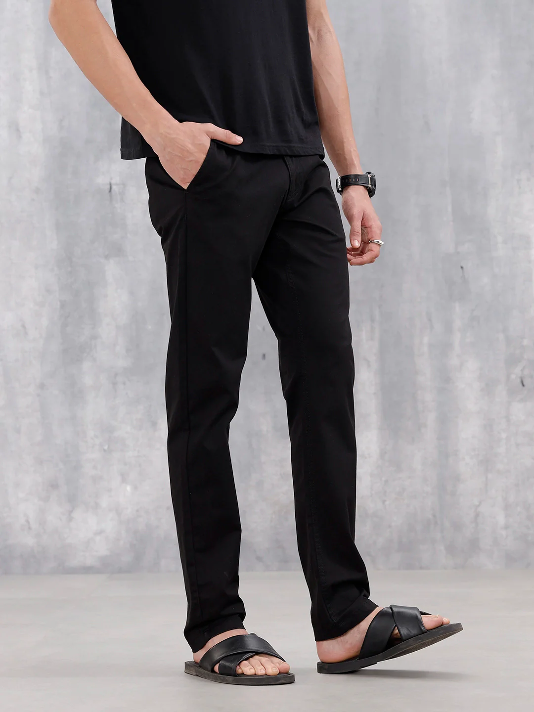 Men's Causla Slim Fit Trousers | Black - Image 4