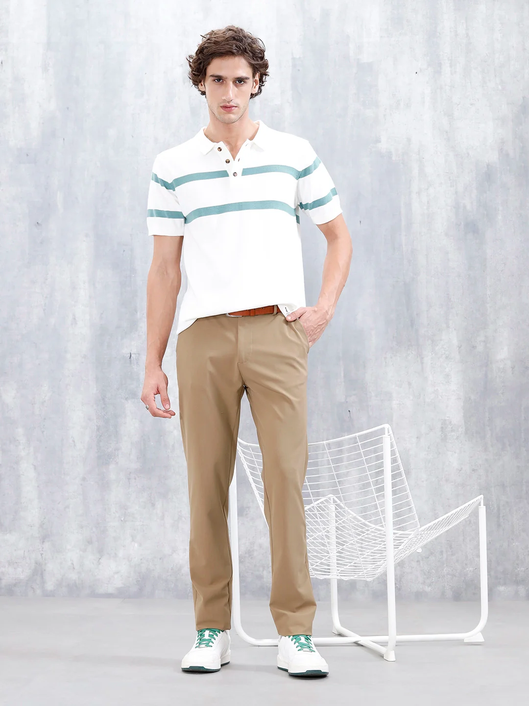 Men's Causla Slim Fit Trousers | Khaki - Image 2