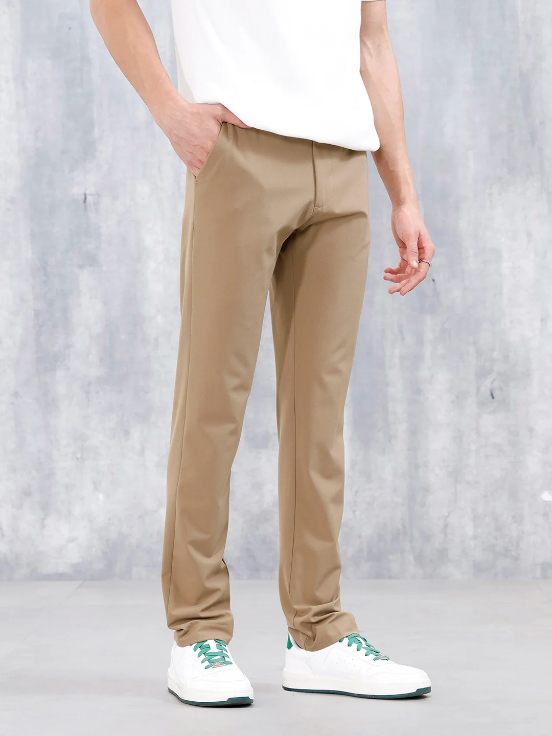 Men's Causla Slim Fit Trousers | Khaki - Image 4