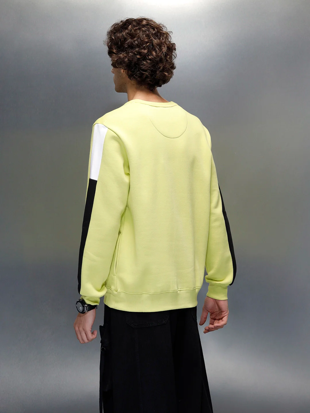 Men's Colorblocked Sleeves Crewneck Pullover | Green - Image 3
