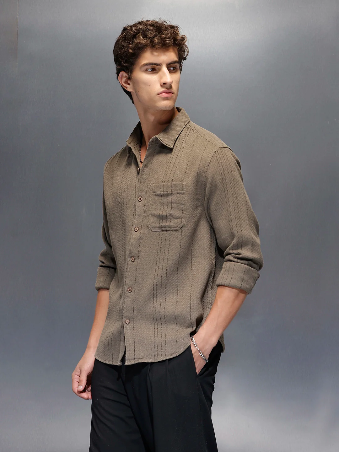 Men's Comfort Fit Casual Shirt  |  Grey - Image 4