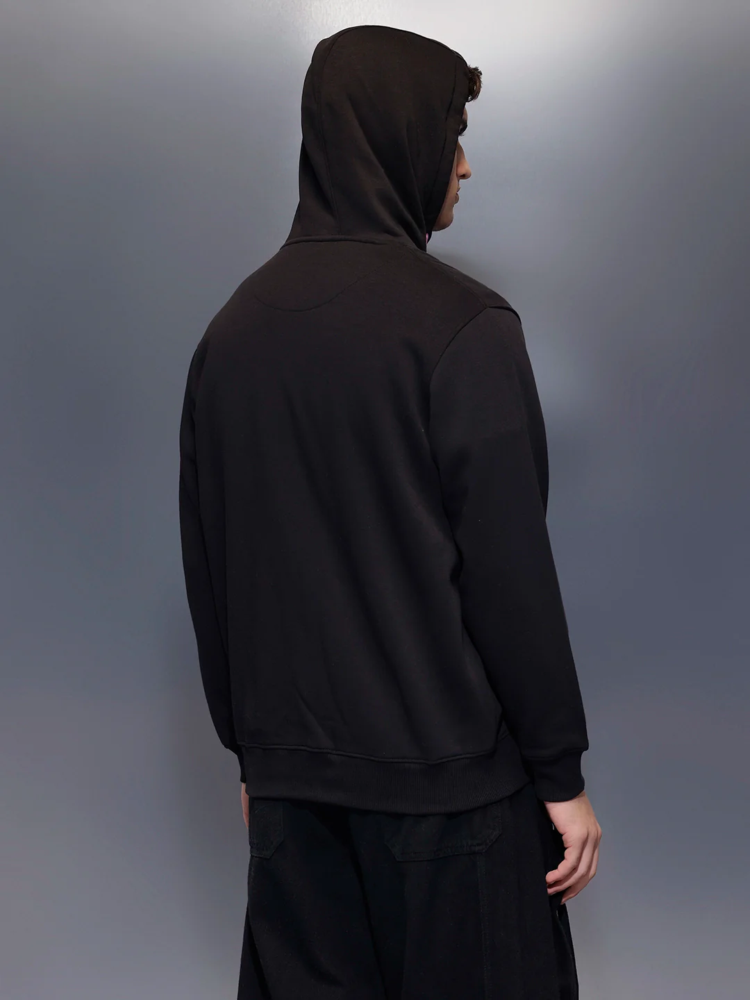 Men's Comfort Fit Hooded Sweatshirt   |  Black - Image 3