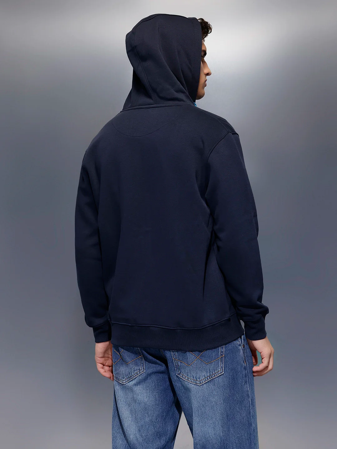 Men's Comfort Fit Hooded Sweatshirt   |  Navy Blue - Image 3