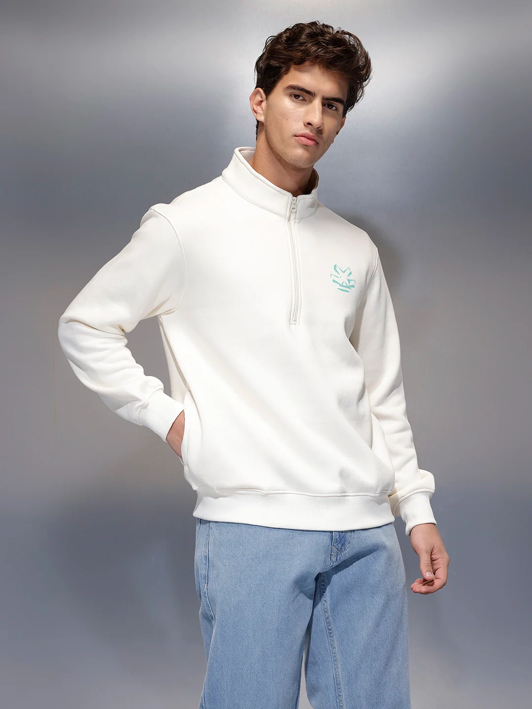 Men's Comfort Fit Sweatshirt | Off White - Image 4