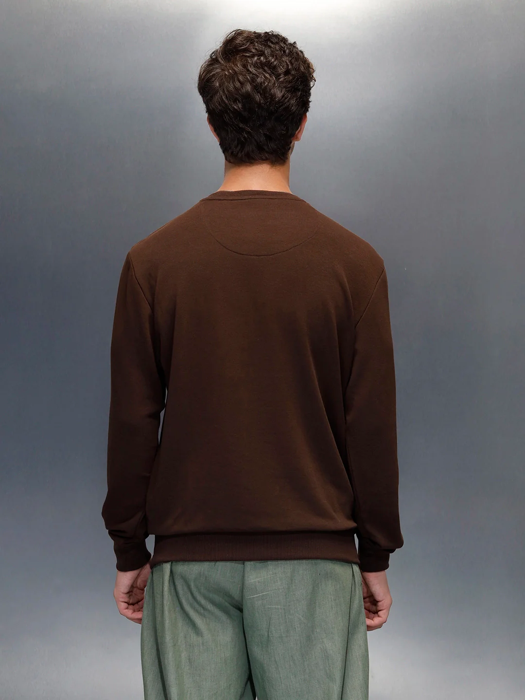 Men's Comfort Fit Wrogn branded Sweatshirt  | Brown - Image 3