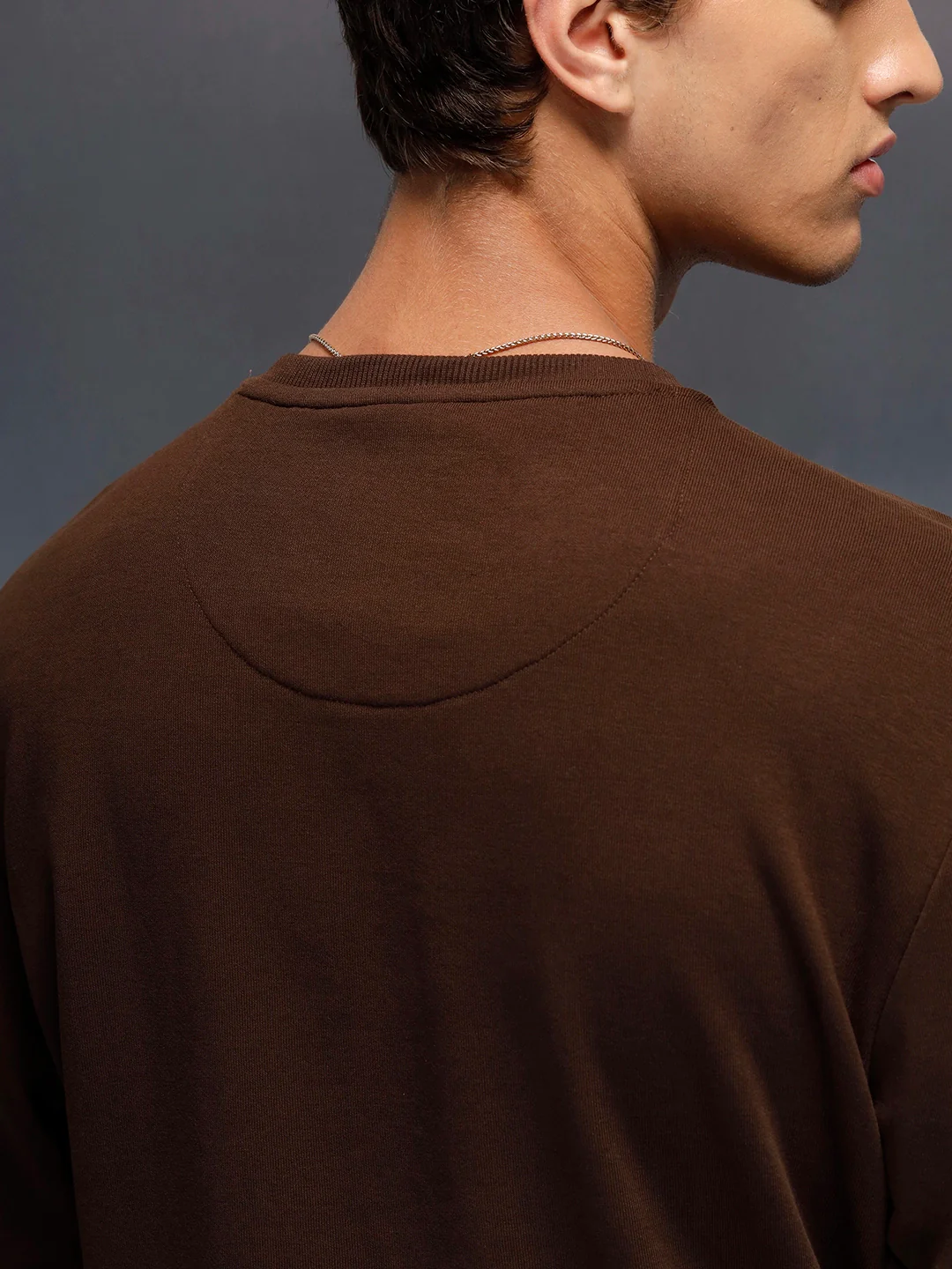 Men's Comfort Fit Wrogn branded Sweatshirt  | Brown - Image 5