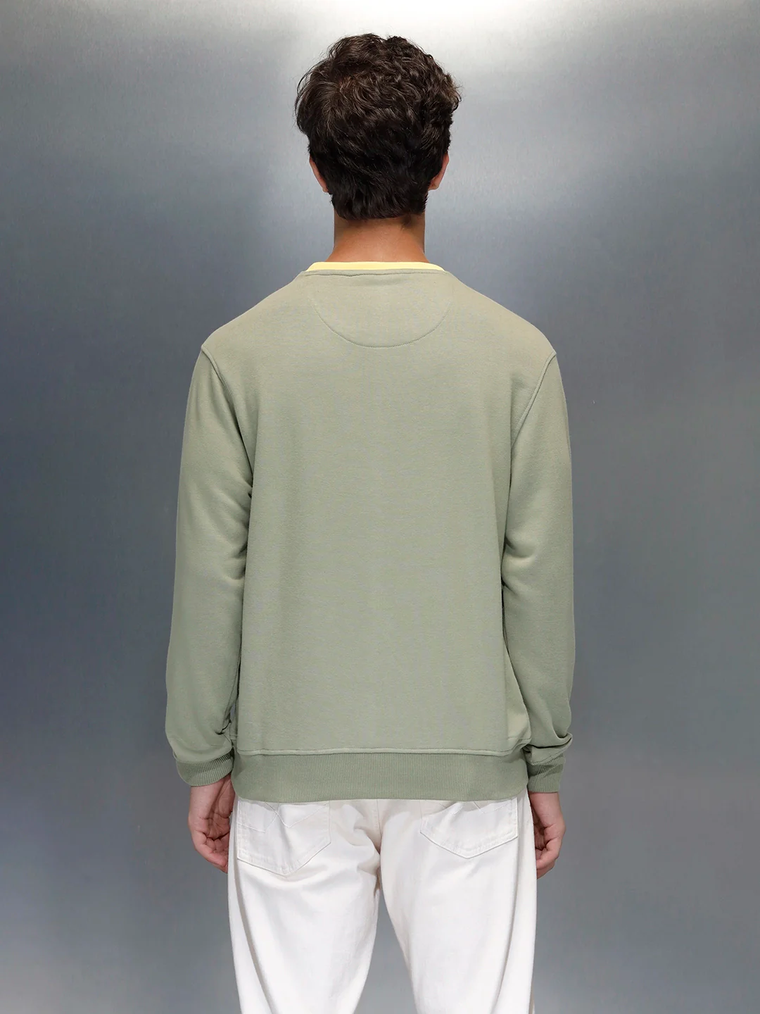 Men's Comfort Fit Wrogn branded Sweatshirt  | Light Green - Image 3