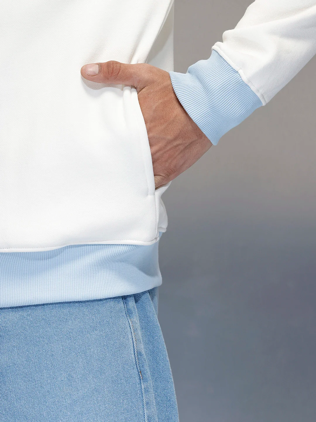 Men's Comfort Fit Zip-Up Sweatshirt |  White - Image 10