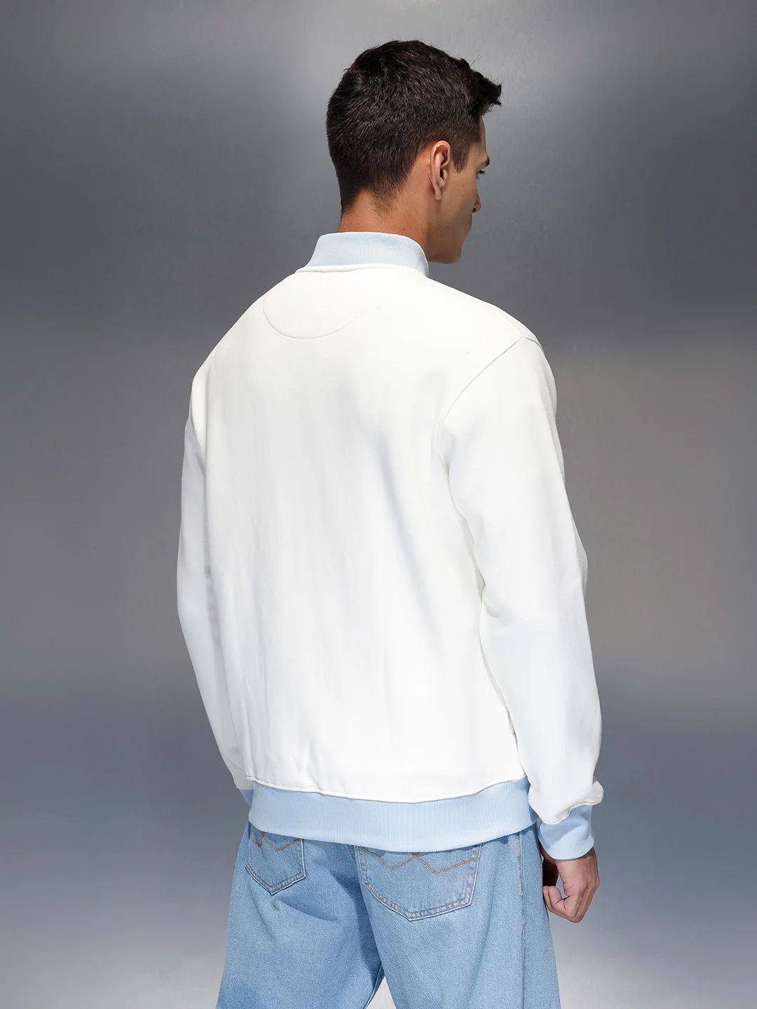 Men's Comfort Fit Zip-Up Sweatshirt |  White - Image 5