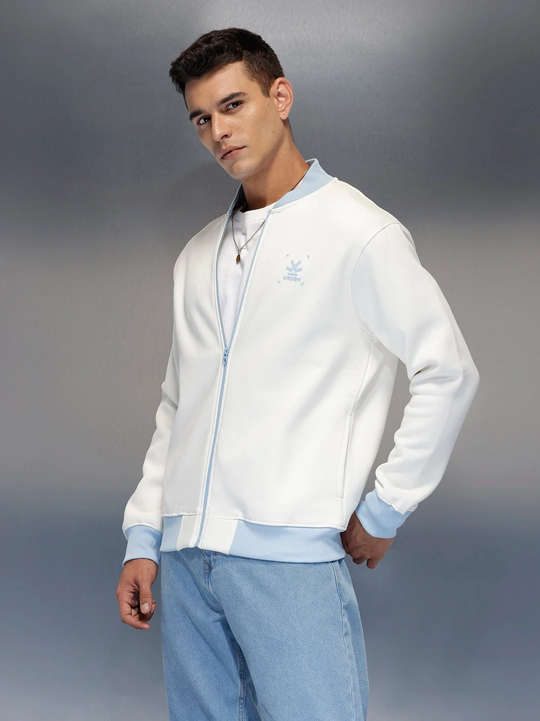Men's Comfort Fit Zip-Up Sweatshirt |  White - Image 6