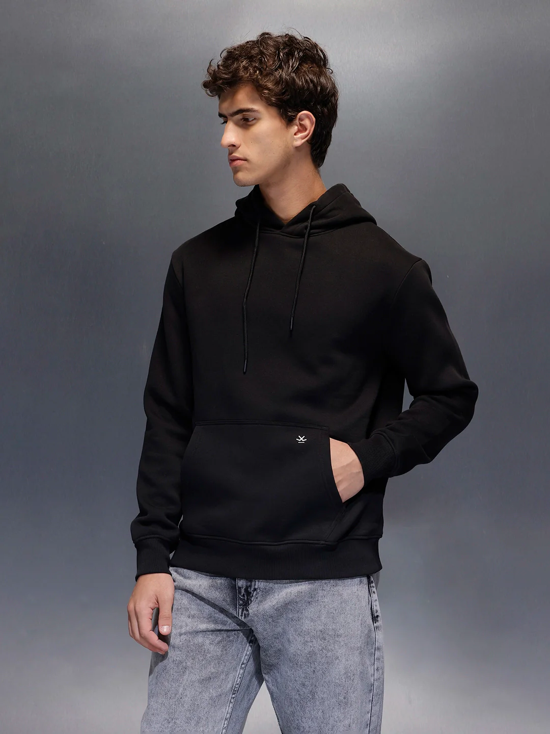 Men's Comfot Fit Graphic Print Hoodie  |  Black - Image 5