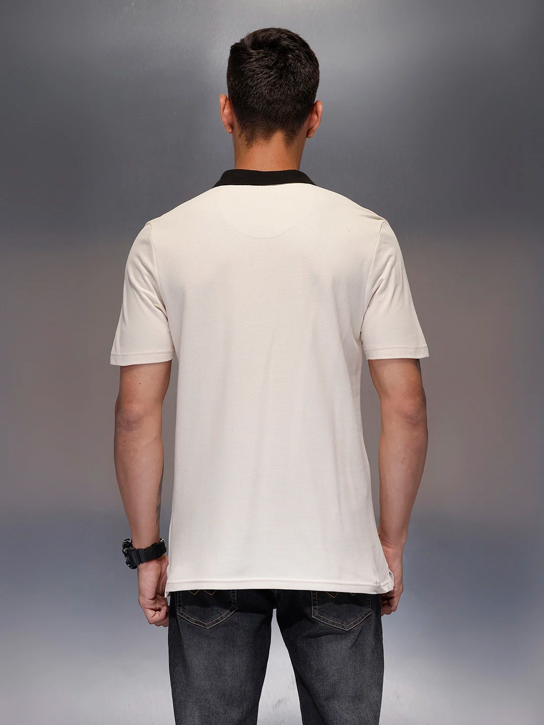 Men's contrast trim polo | Beige - Image 3