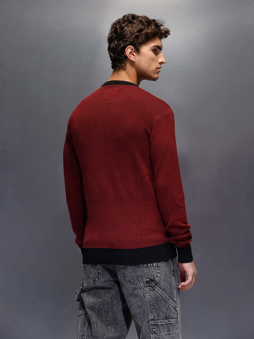 Men's Crewneck Pullover with Legacy Print  |  Maroon - Image 3