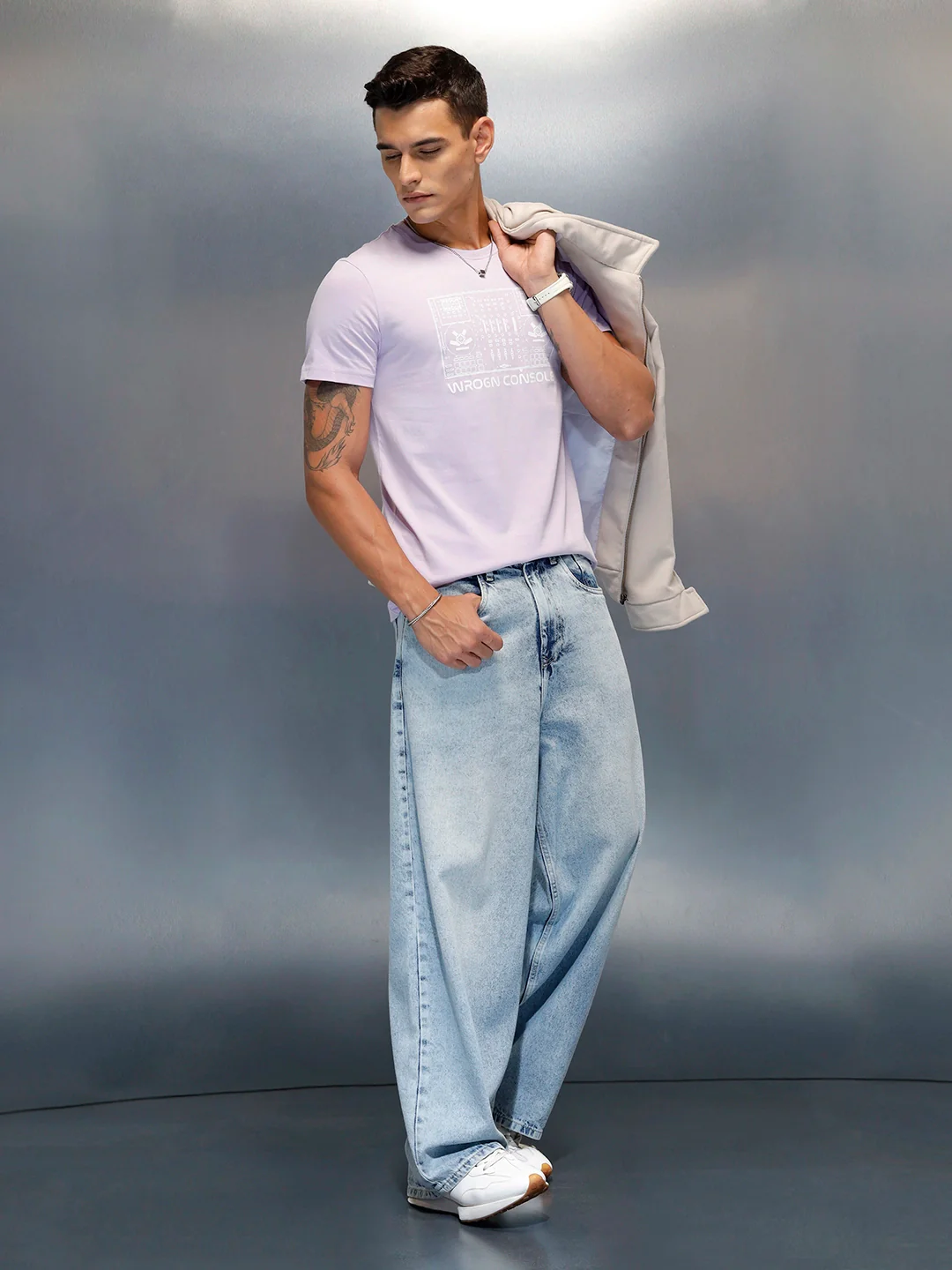 Men's Graphic Printed Slim Fit Casual T-Shirt | Purple - Image 2