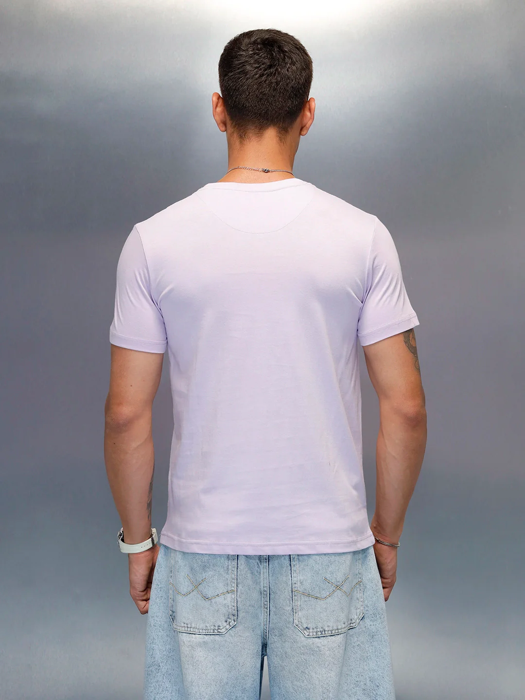 Men's Graphic Printed Slim Fit Casual T-Shirt | Purple - Image 3