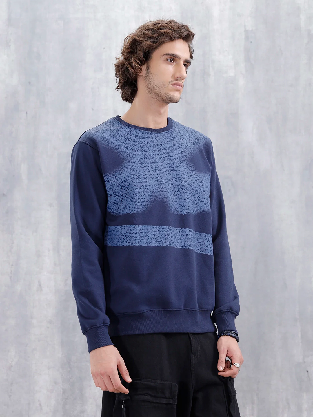 Men's Graphic Printed Sweatshirt | Navy Blue - Image 4