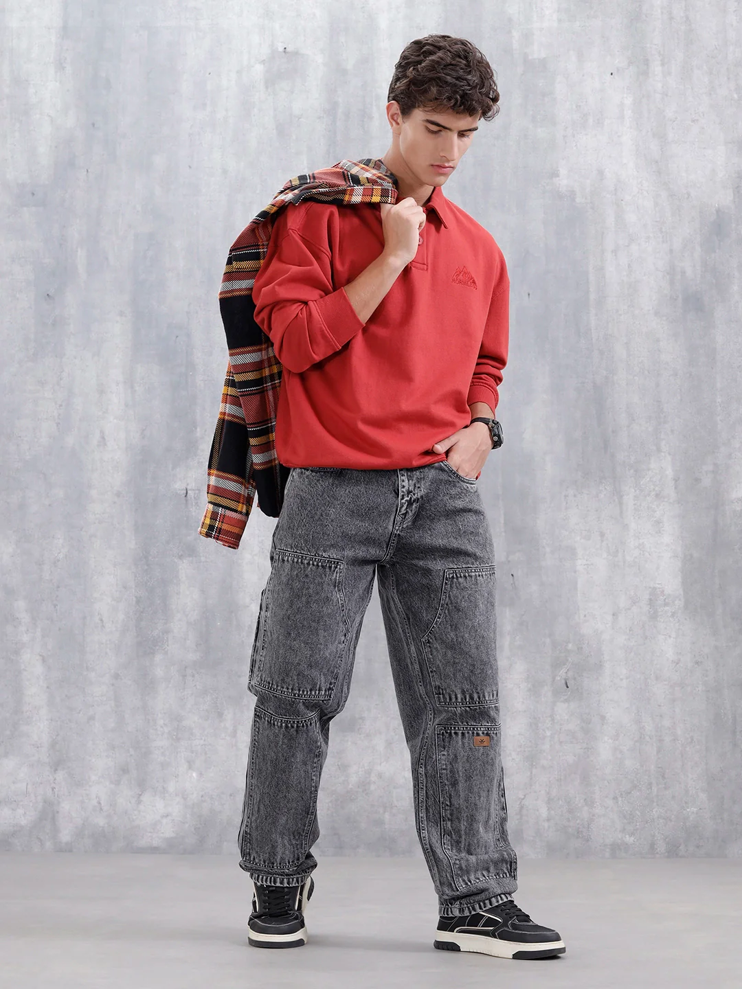 Men's Loose Fit Carpenter Cargo Jeans | Grey - Image 3