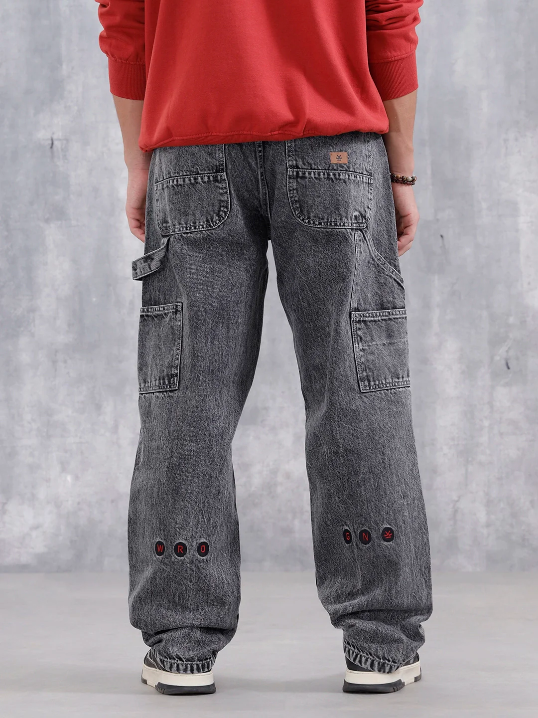 Men's Loose Fit Carpenter Cargo Jeans | Grey - Image 4