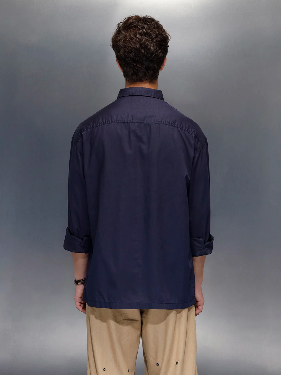 Men's oversize dual pocket shirt  | Navy Blue - Image 3