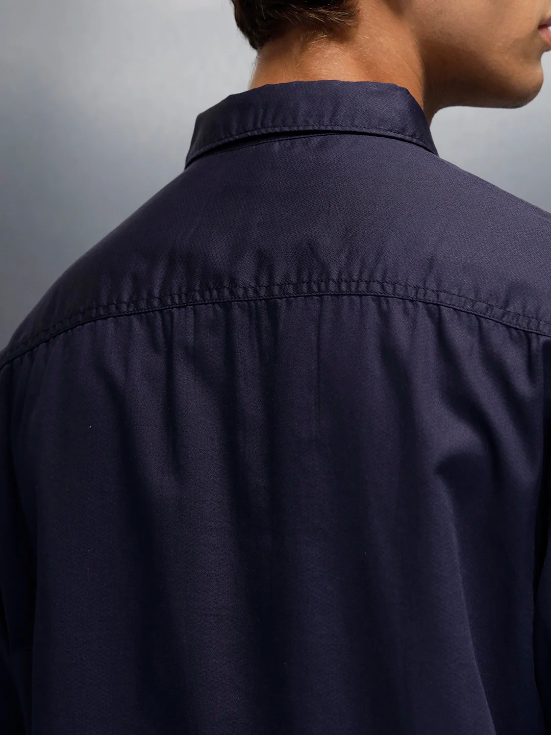 Men's oversize dual pocket shirt  | Navy Blue - Image 5