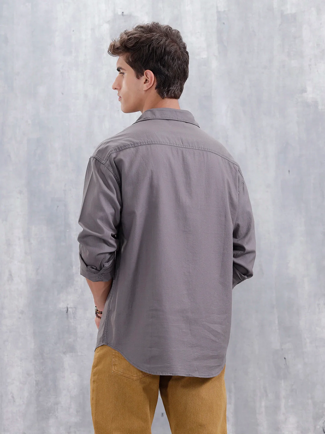 Men's Oversized Double Pocket Casual Shirt | Grey - Image 3