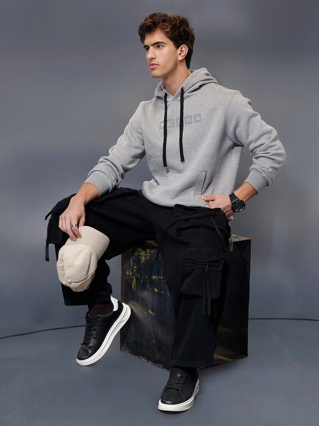 Men's Oversized Fit Hoodie   |  Grey - Image 2