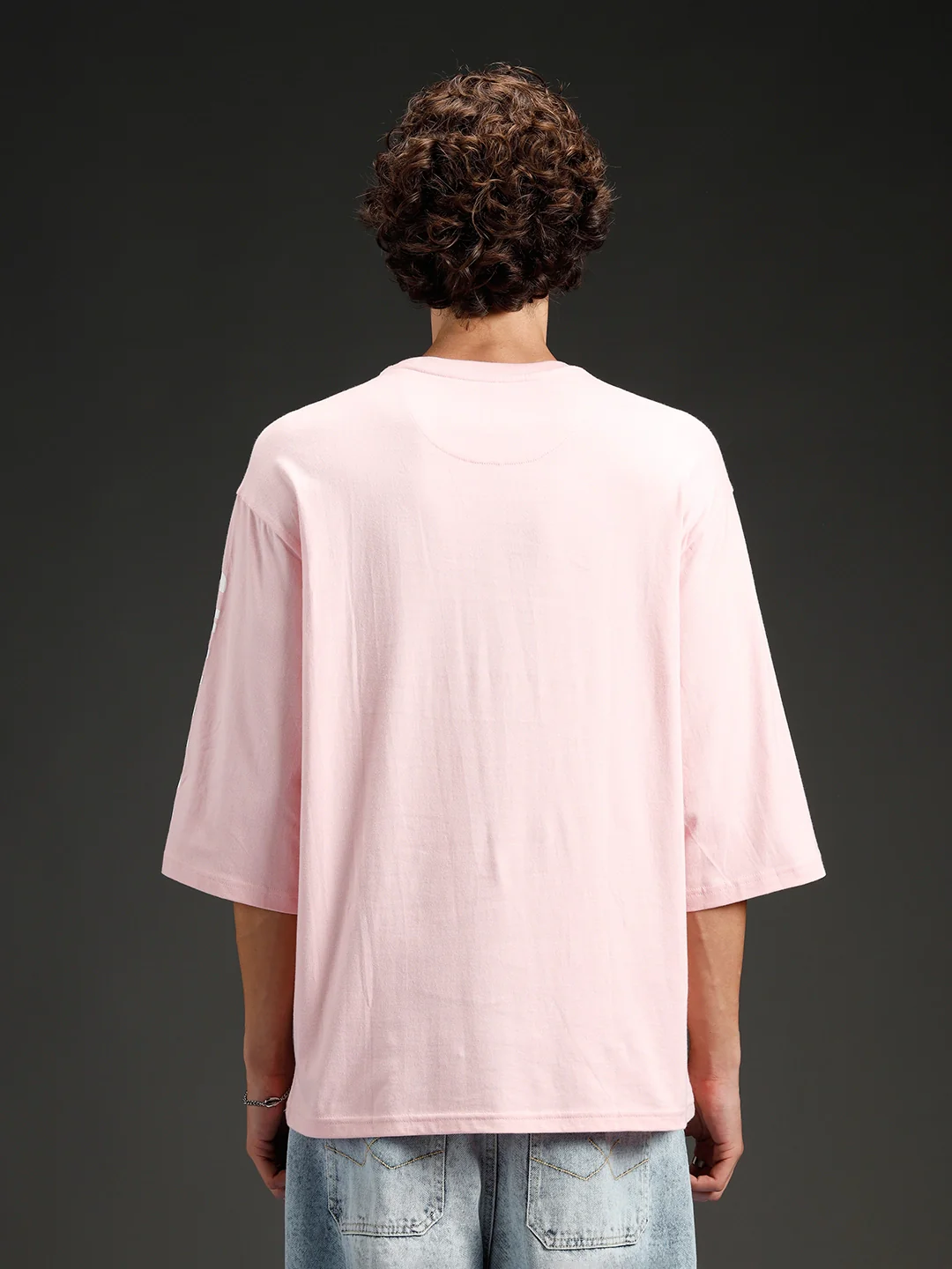 Men's Oversized Placement Print T-shirt | Pink - Image 3