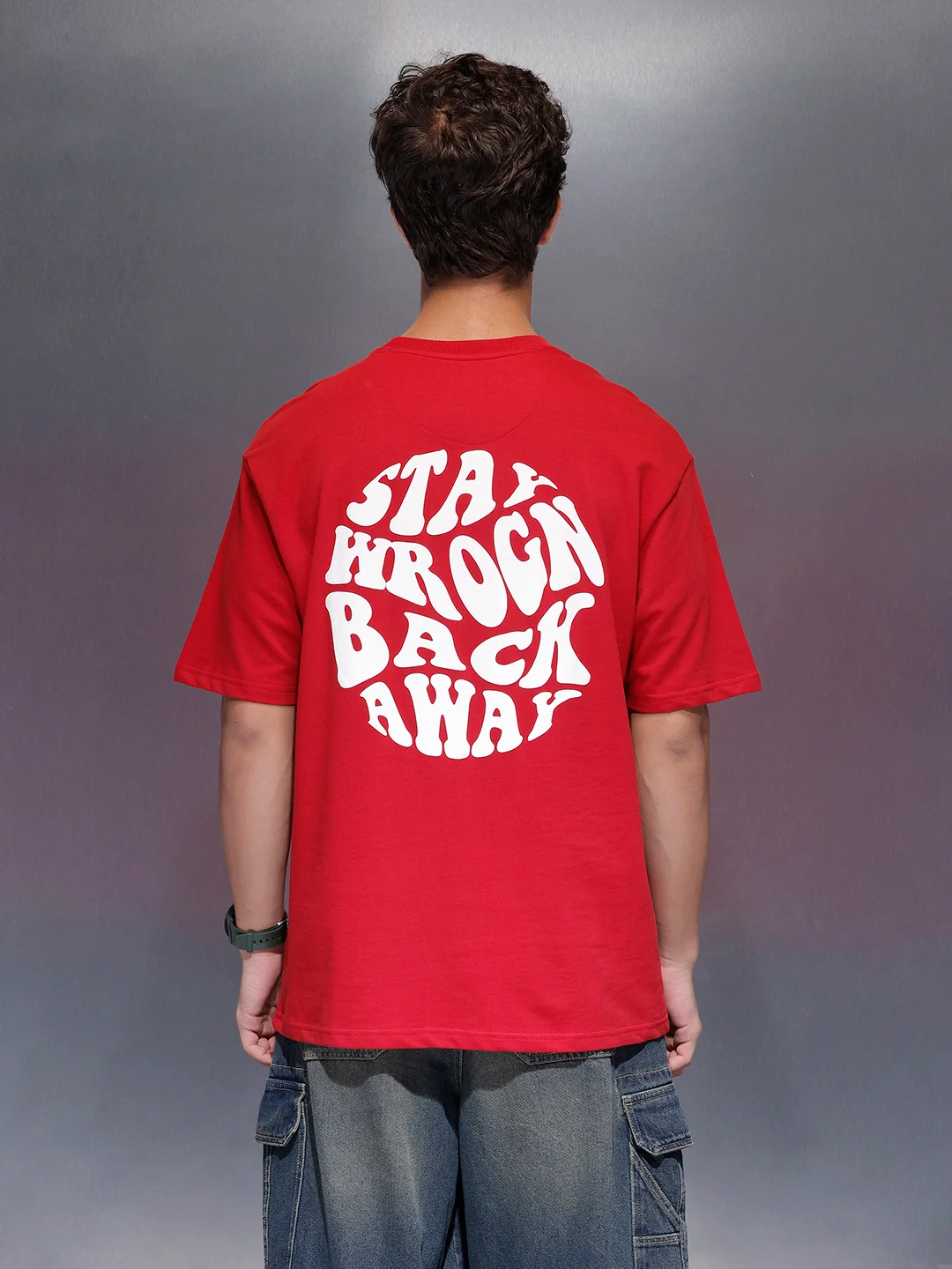 Men's Oversized Tee With Graphic  |  Red - Image 4