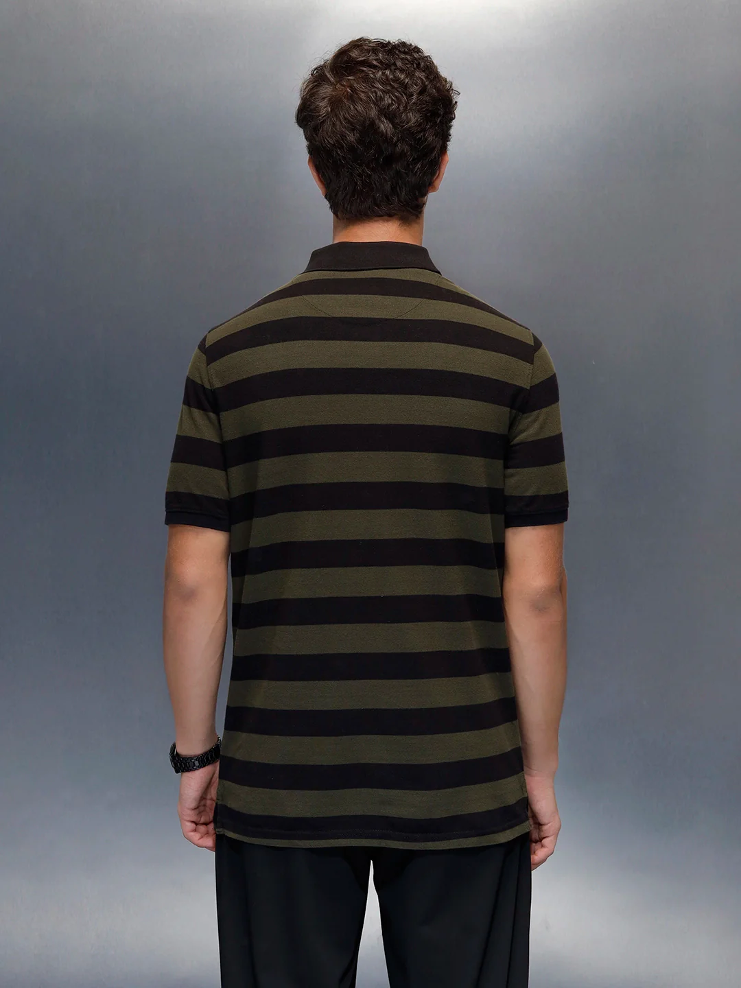 Men's regular fit polo stripes t-shirt  | Maroon - Image 3