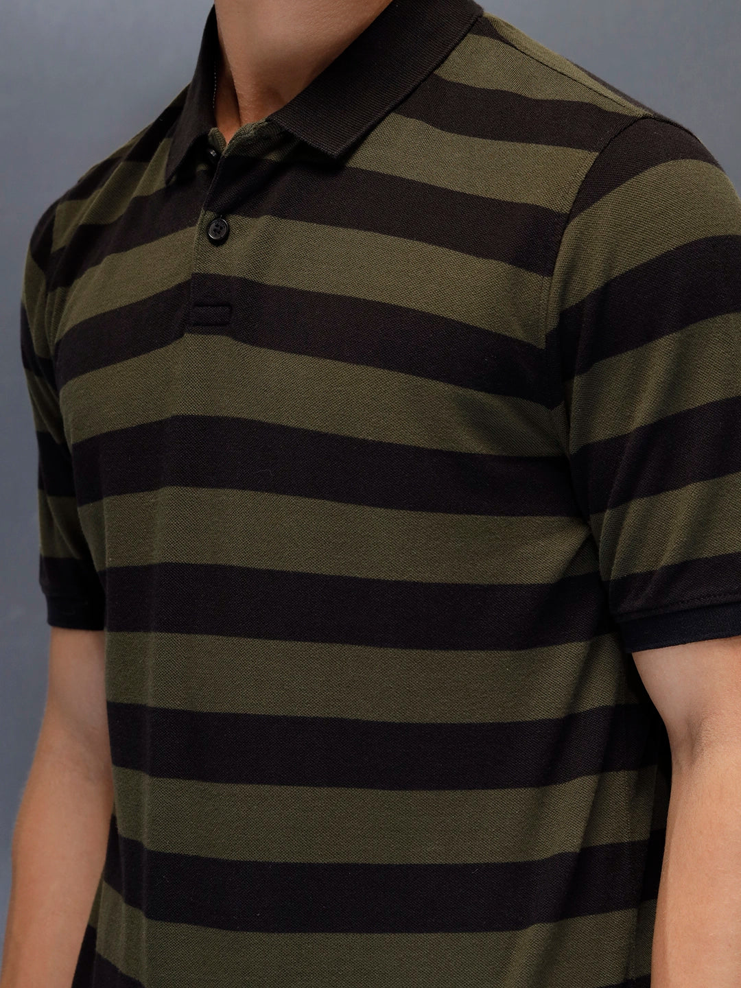 Men's regular fit polo stripes t-shirt  | Maroon - Image 5