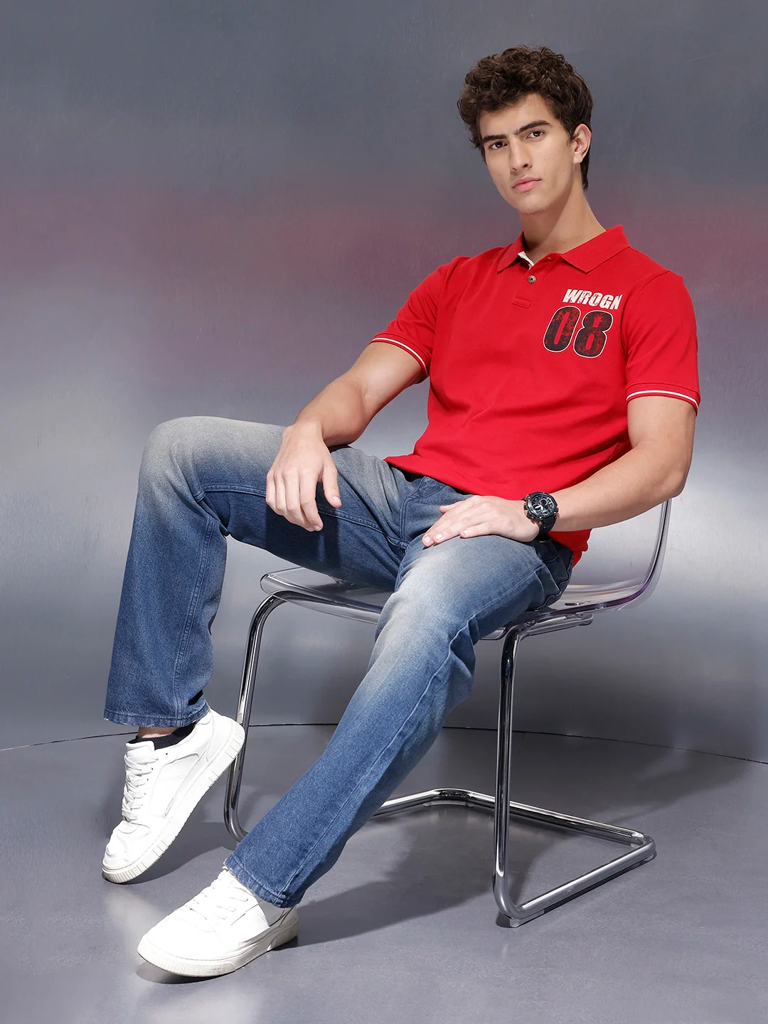 Men's Regular Fit polo tshirt |  Red - Image 2
