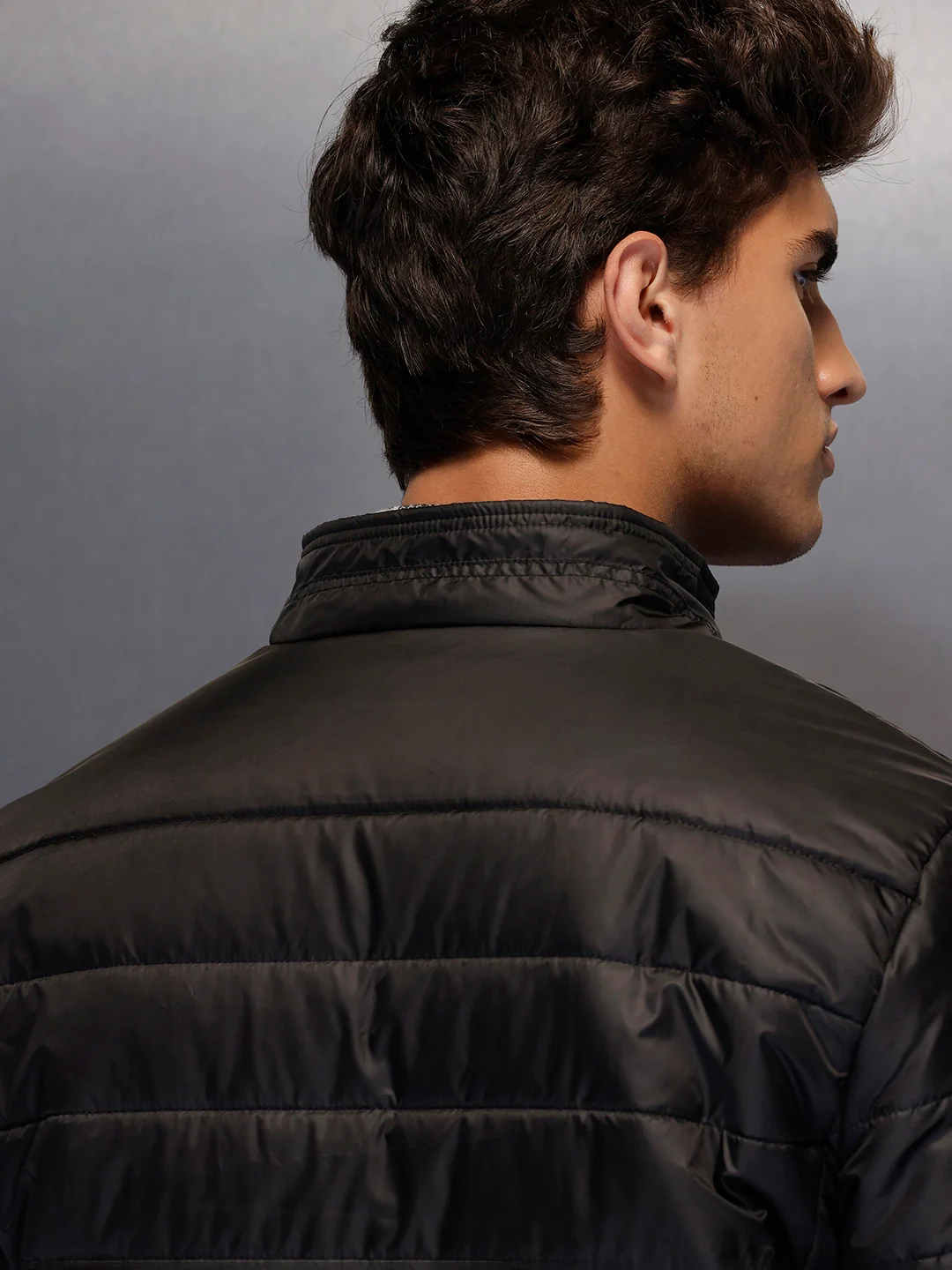 Men's Regular Fit Puffer Jacaket   |  Black - Image 5