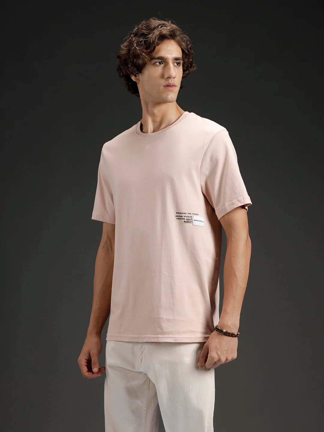 Men's Regular Fit T-shirt with Placement Graphic | Pink - Image 4