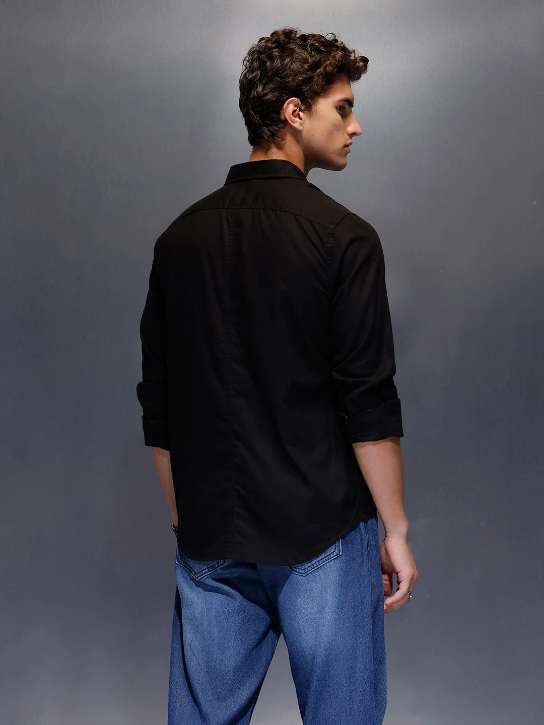 Men's Slim Fit Casual Shirt  |  Black - Image 3