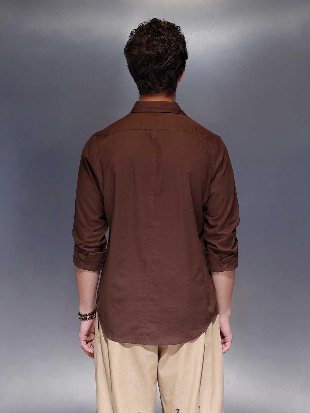 Men's Slim Fit Casual Shirt  |  Brown - Image 3