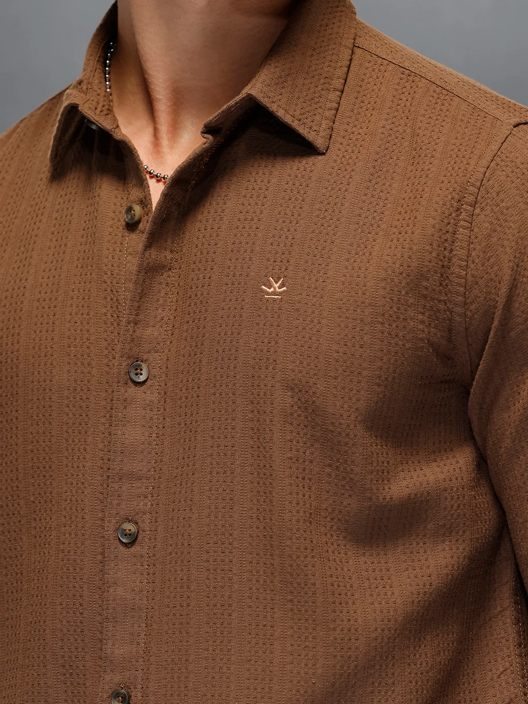 Men's Slim Fit Casual Shirt  |  Dark Brown - Image 5