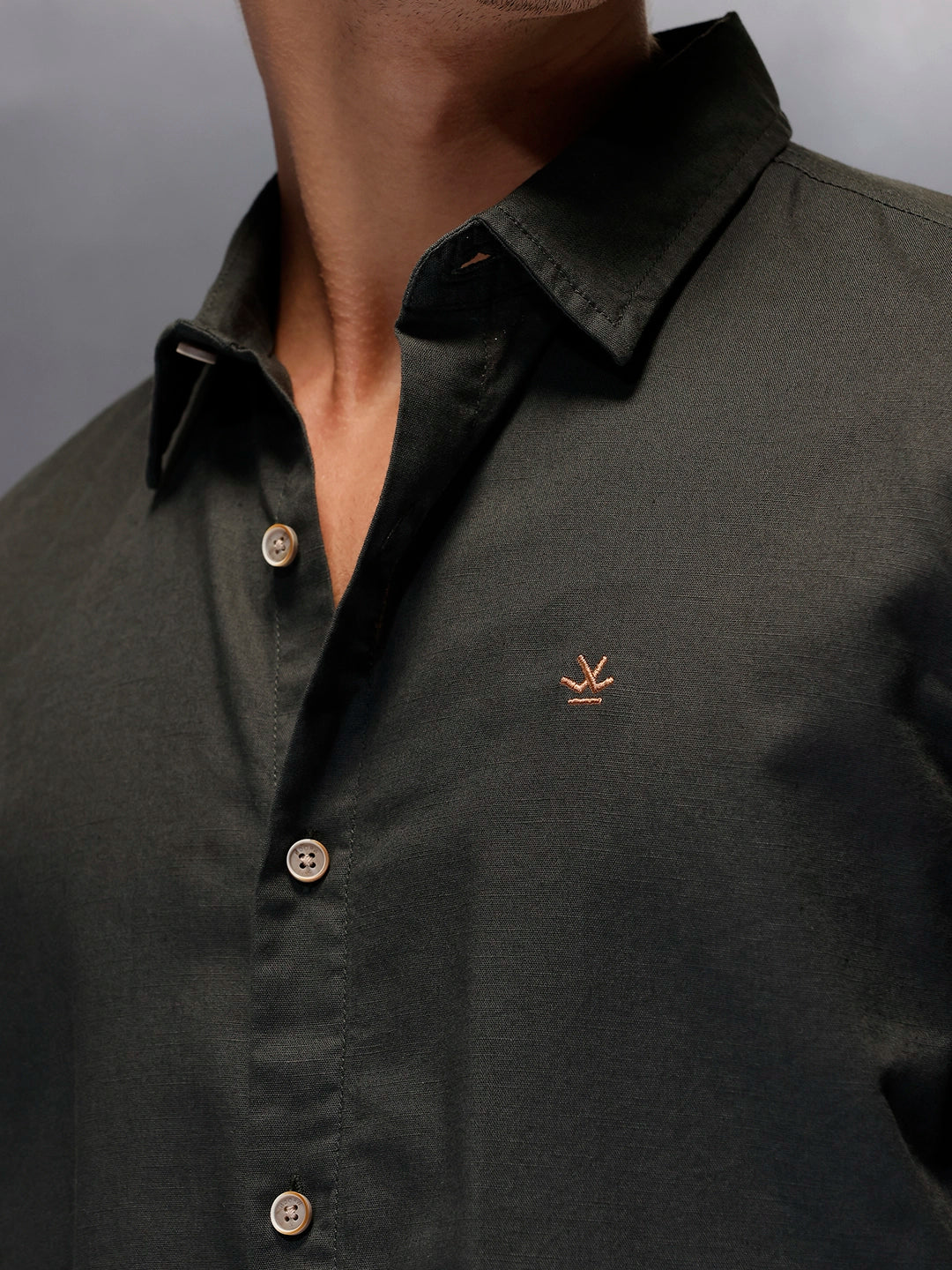 Men's Slim Fit Casual Shirt  |  Dark Green - Image 4