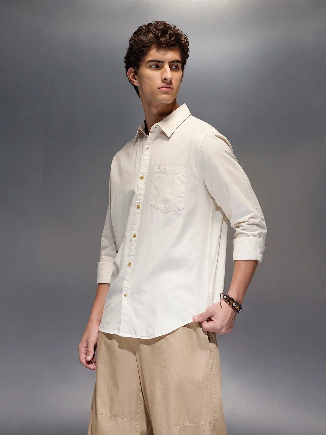 Men's Slim Fit Casual Shirt  |  Khaki - Image 4
