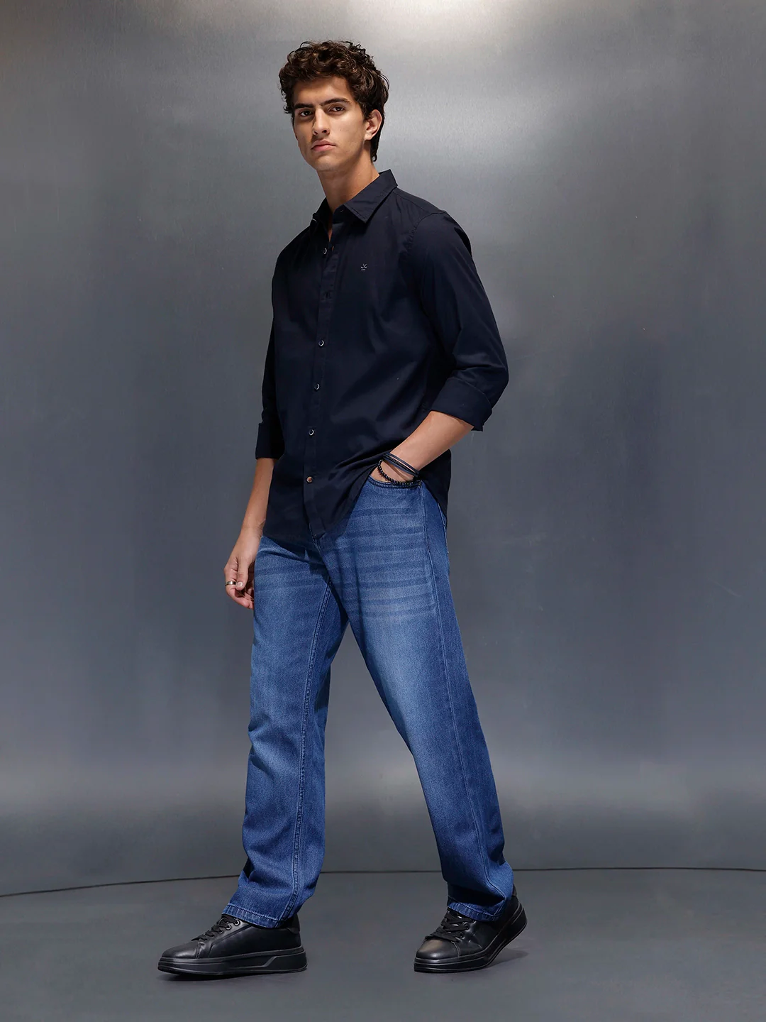 Men's Slim Fit Casual Shirt  |  Navy Blue - Image 2