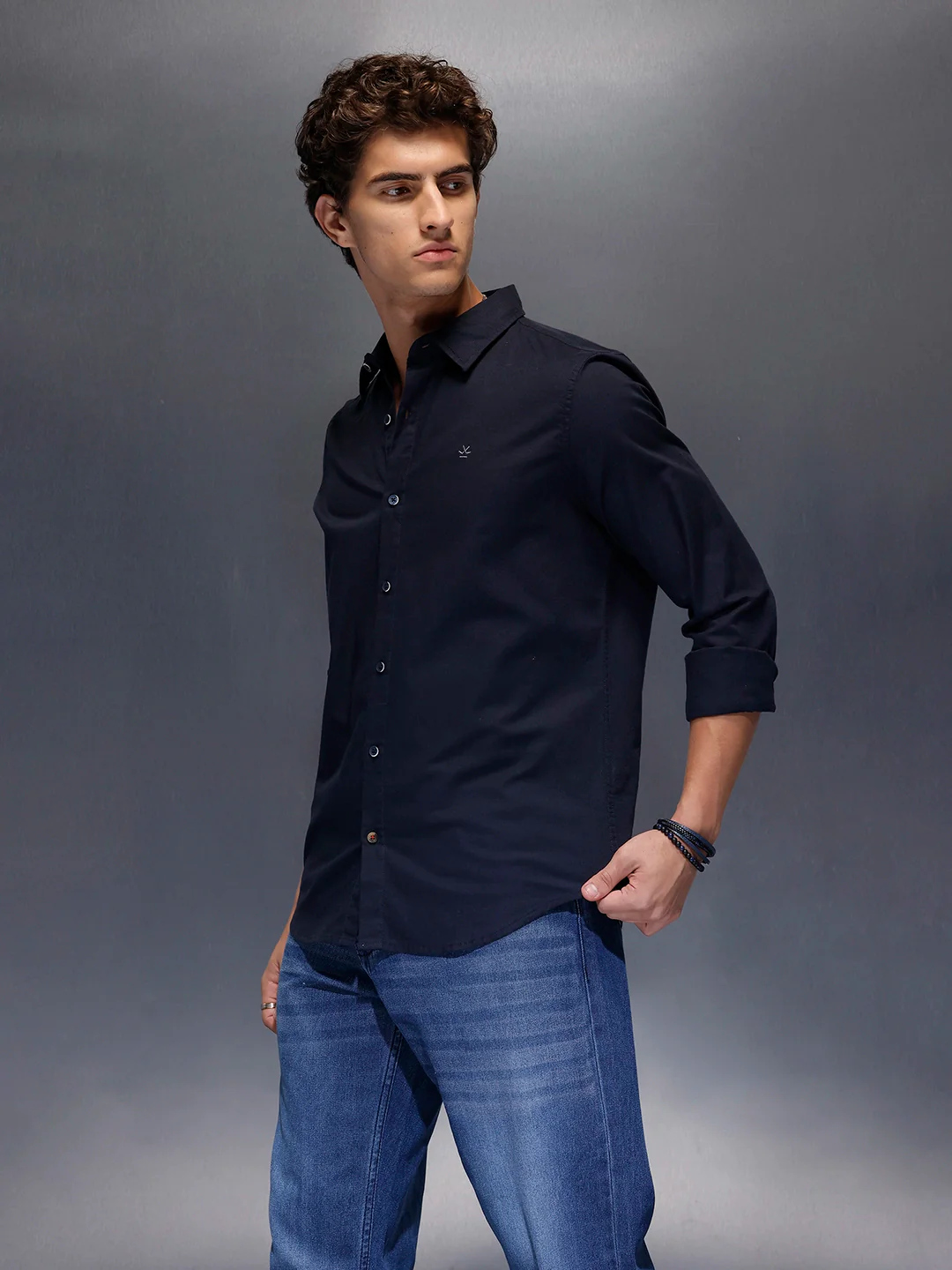 Men's Slim Fit Casual Shirt  |  Navy Blue - Image 4