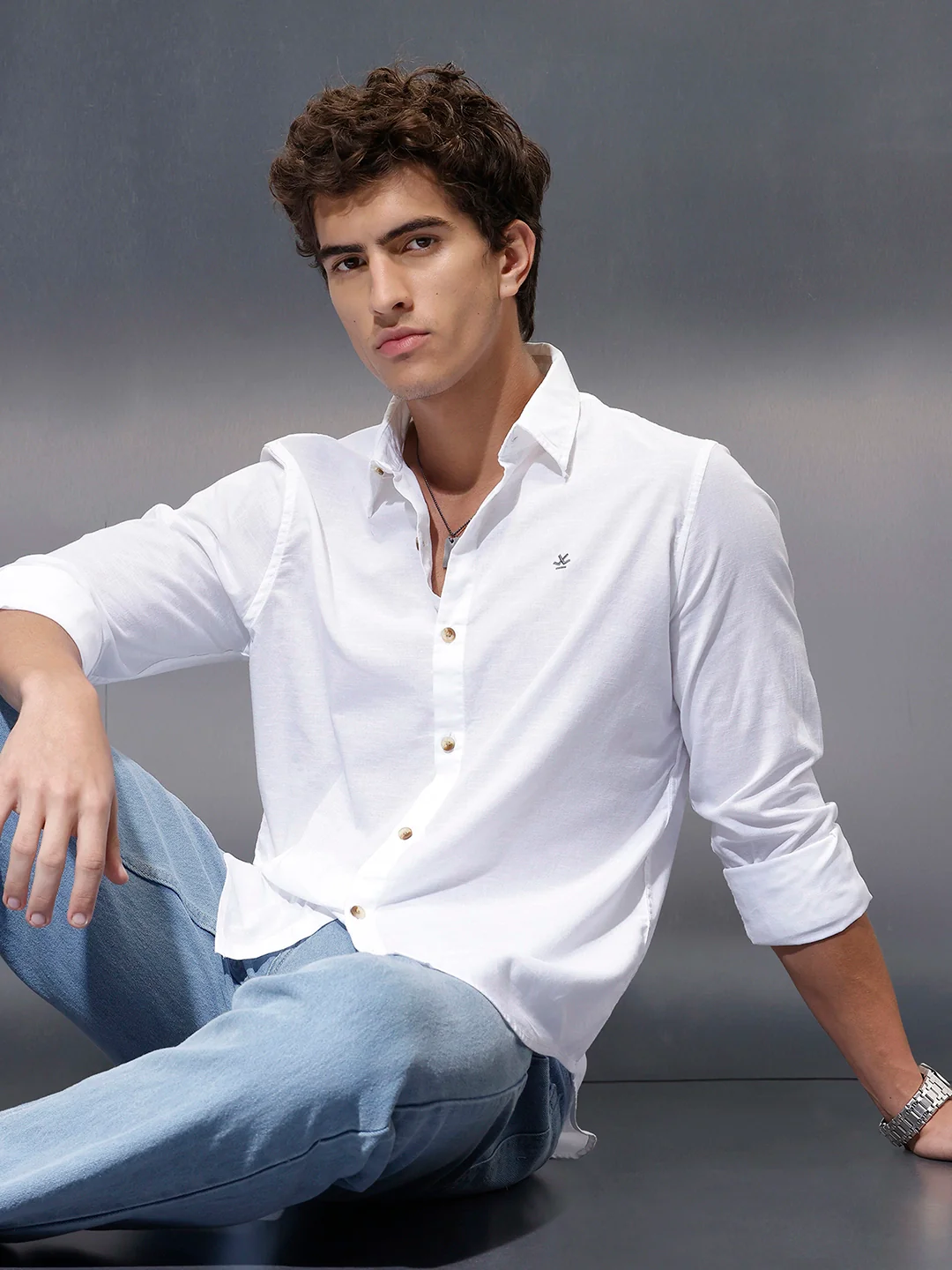 Men's Slim Fit Casual Shirt  |  White - Image 2
