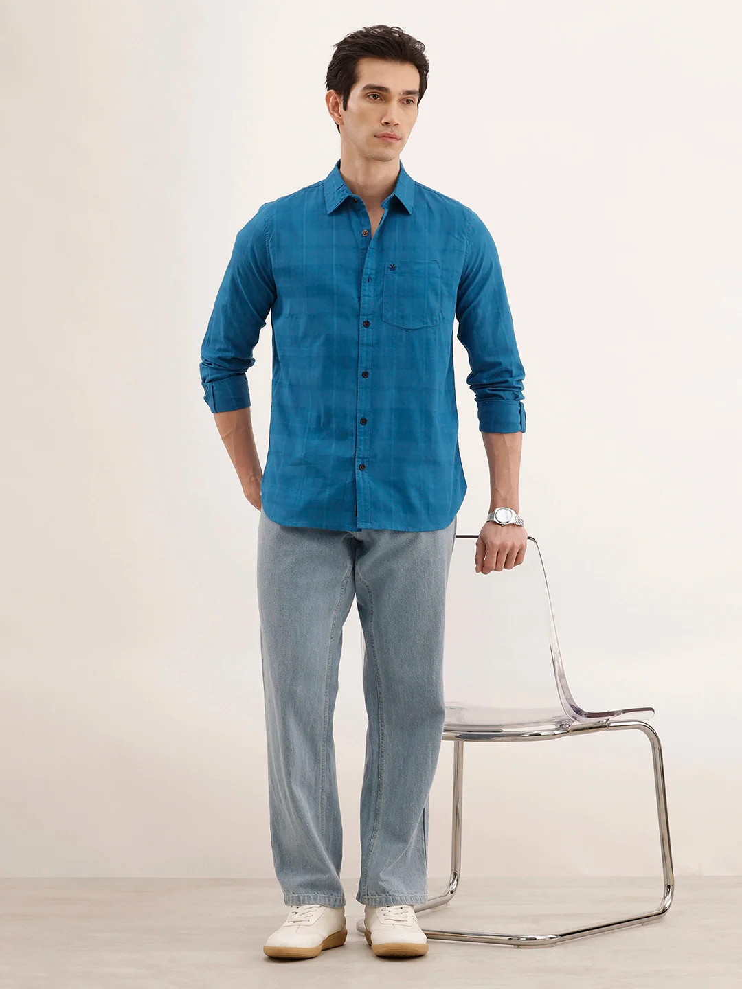 Regular Fit Textured Shirt | Blue - Image 2